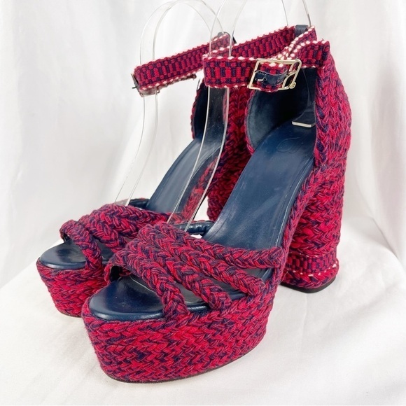 Antolina Aurora Braided Woven Open Toe Platform Heels Sandals Red Casual Summer - Picture 7 of 12